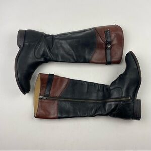 Frye Jayden Button Black Brown Leather Tall Riding Boots Womens Size 7.5